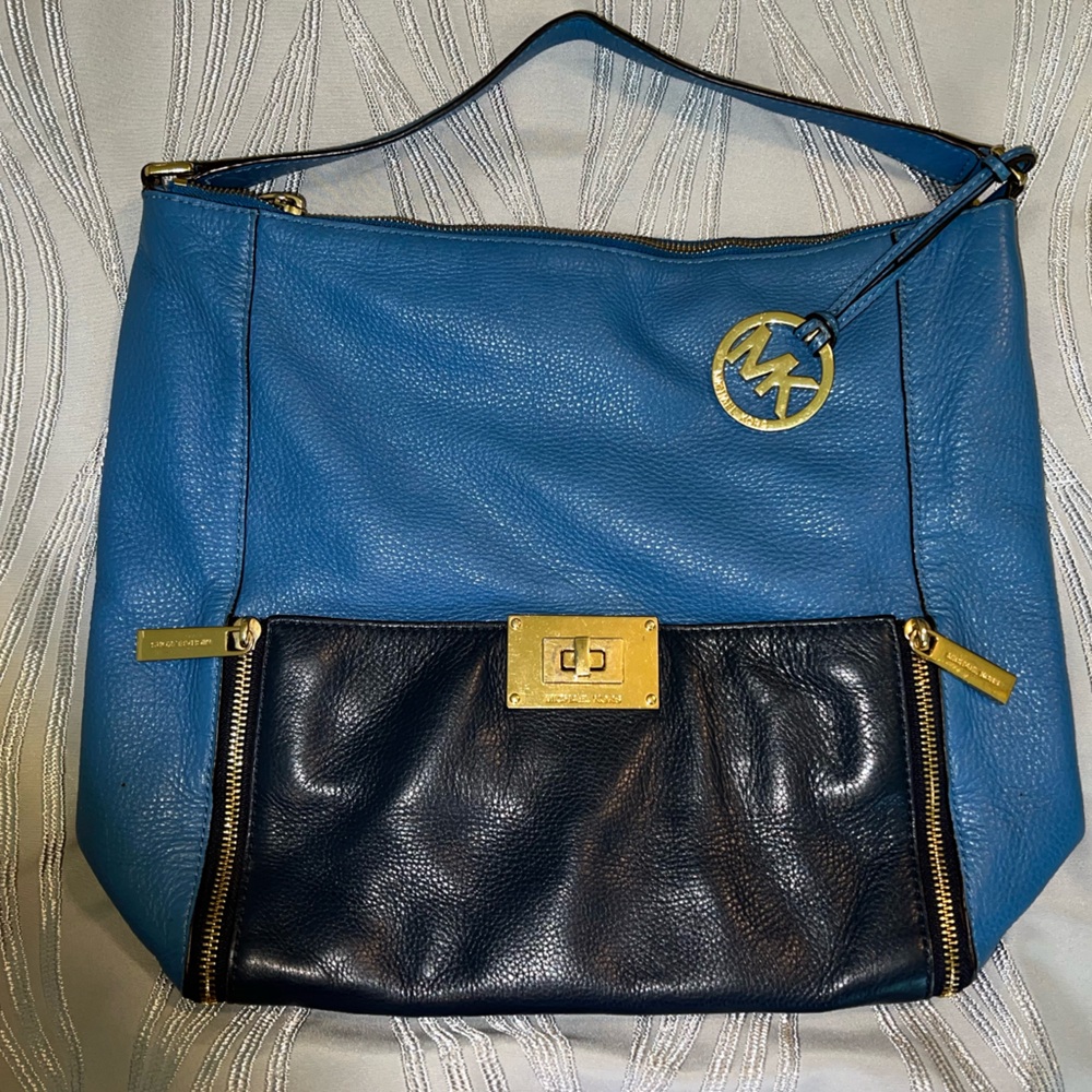Vintage Michael Kors Hamilton Blue Leather Hobo Bag - Picture 5 of 15
